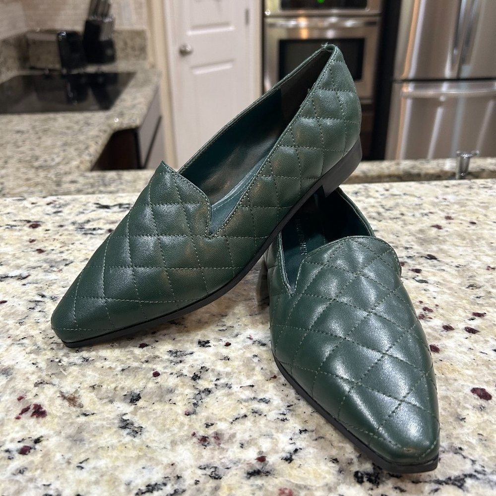 Marc Fisher Dark Green Quilted Look Leather Loafer Women's Size 7M